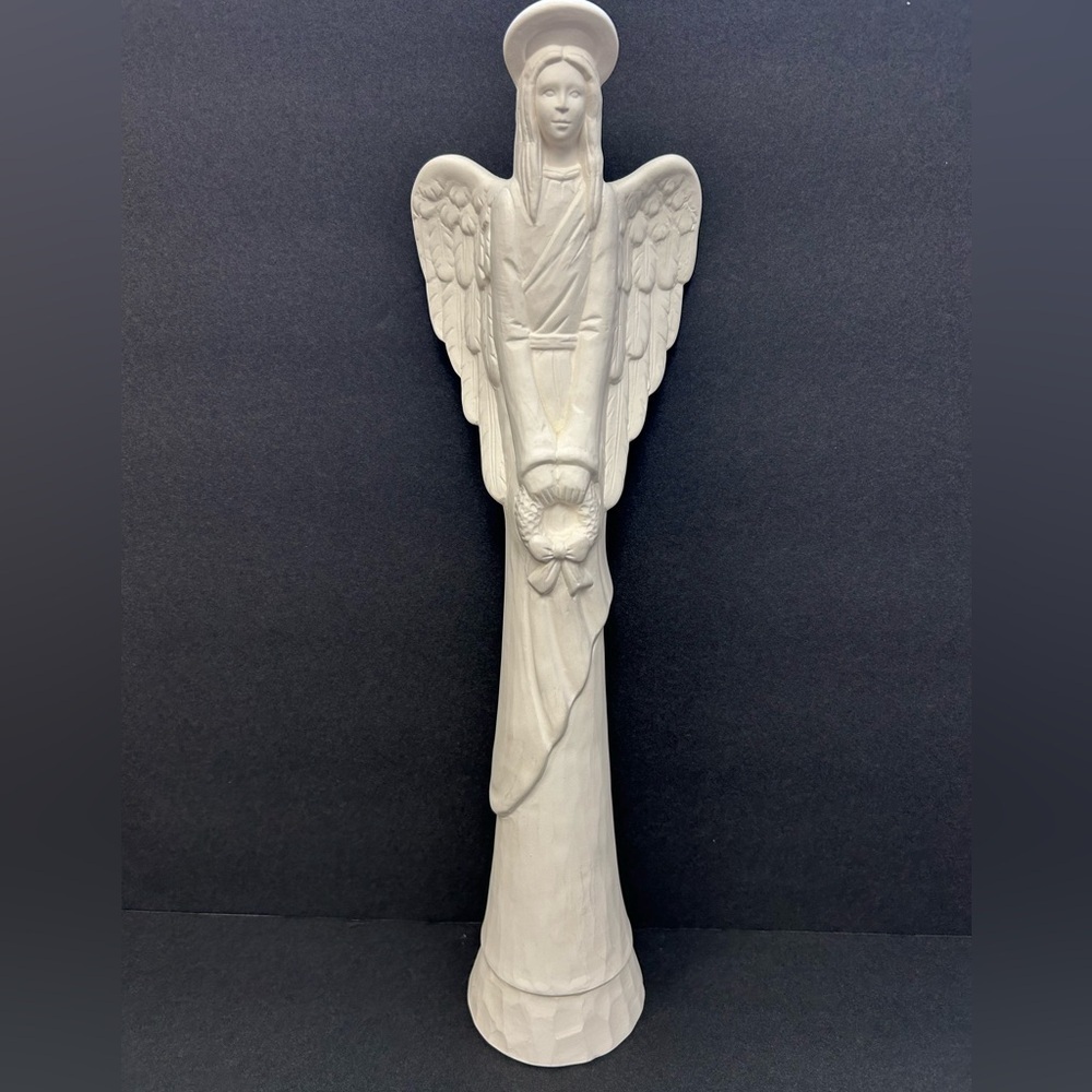 Porcelain Angel Holding Wreath/ 17” Ready for you to paint